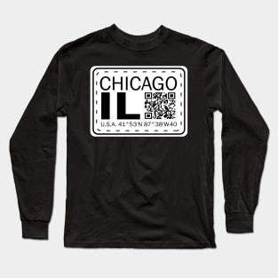 New Vintage Travel Location Qr Chicago IL Long Sleeve T-Shirt